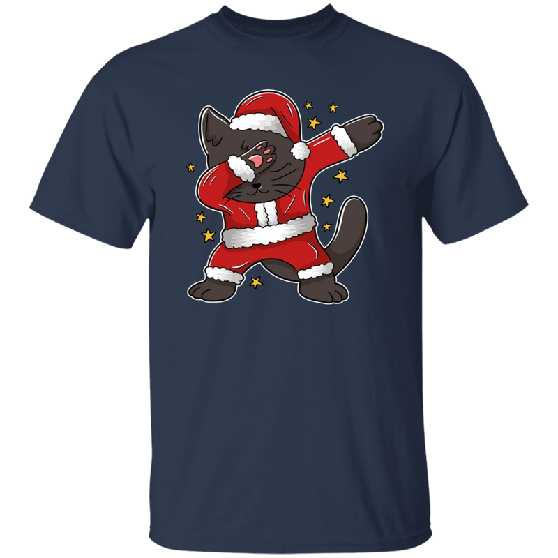 Dabbing Black Cat Santa T-Shirt