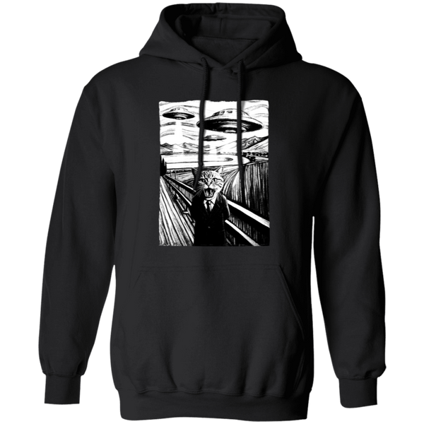 Munch's Scream Style UFO an Cat T Shirt