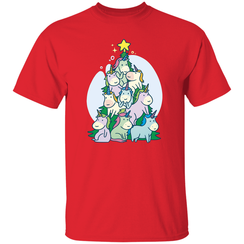 Cute Unicorn Tree Christmas T-Shirt