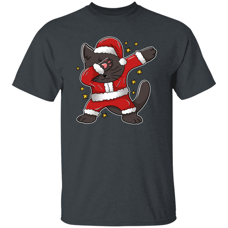 Dabbing Black Cat Santa T-Shirt
