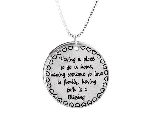 Family Blessing Engraved Necklace