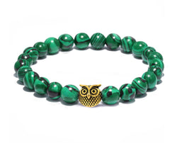 Owl and Malachite Beaded Bracelet