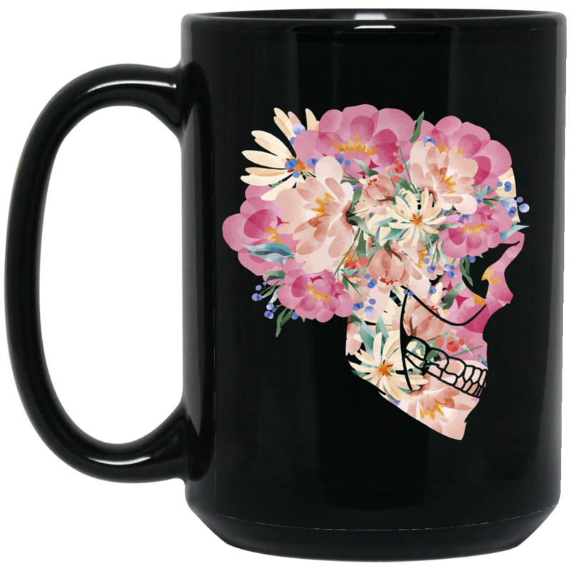 Watercolor Skeleton With Flowers Coffee Mug