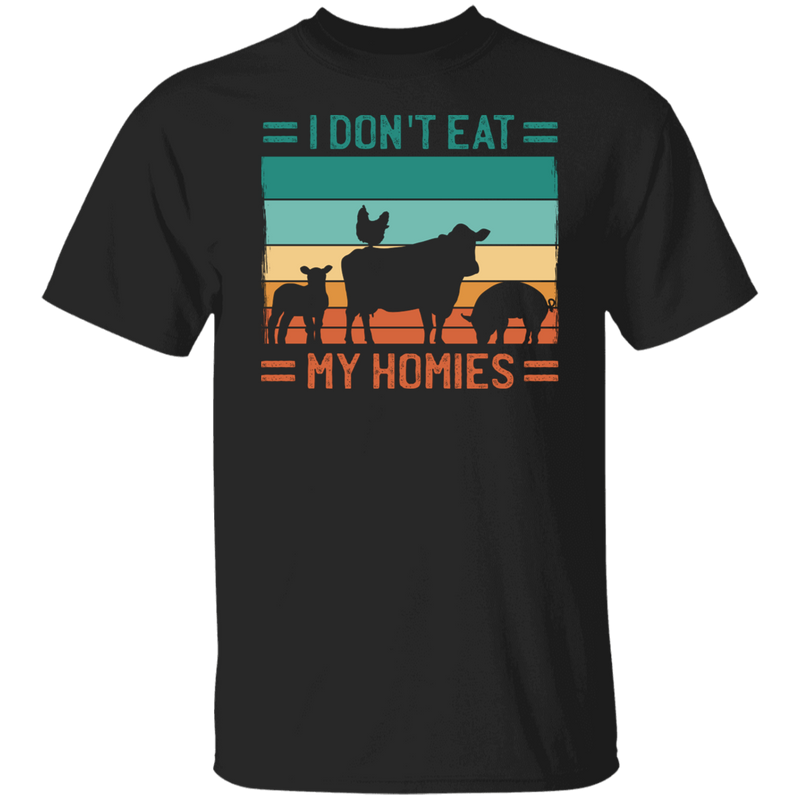 Vegan T Shirt I Don't Eat My Homies Retro Sunset Tee