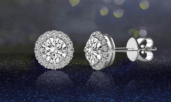 3.44 CTTW Halo Stud Earrings with  Elements