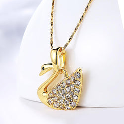 Pave Swan Necklace in 18K Gold Plated