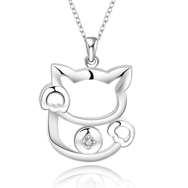 Hello my Kitty Necklace in 18K White Gold Plated with  Crystals