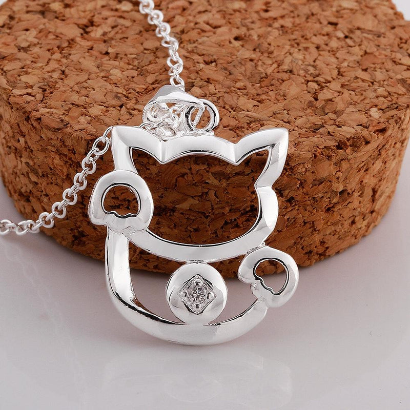 Hello my Kitty Necklace in 18K White Gold Plated with  Crystals