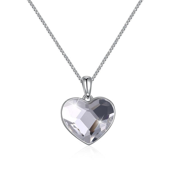 Classic Heart Sterling Silver Necklace with  Crystals