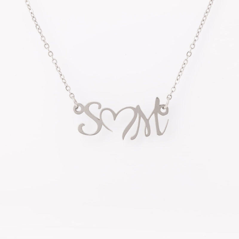 You and Me Initial Heart  Necklace