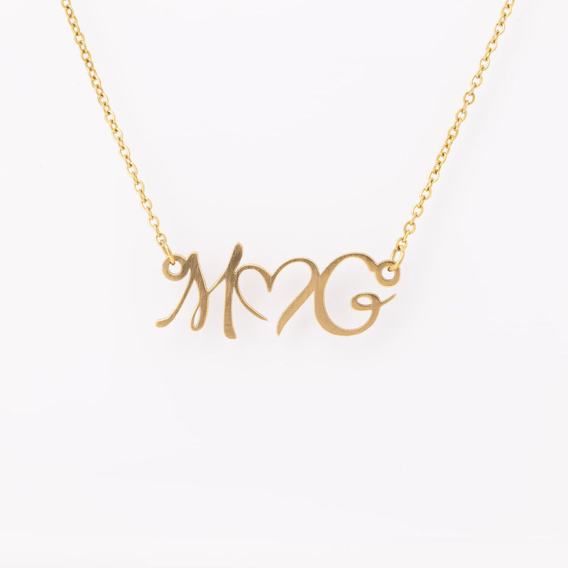 You and Me Initial Heart  Necklace