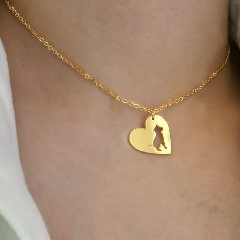 Mini Pitbull Dog in Heart Necklace
